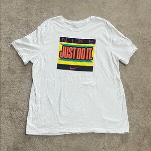 Nike White Tee with Neon 'Just Do It' Graphic